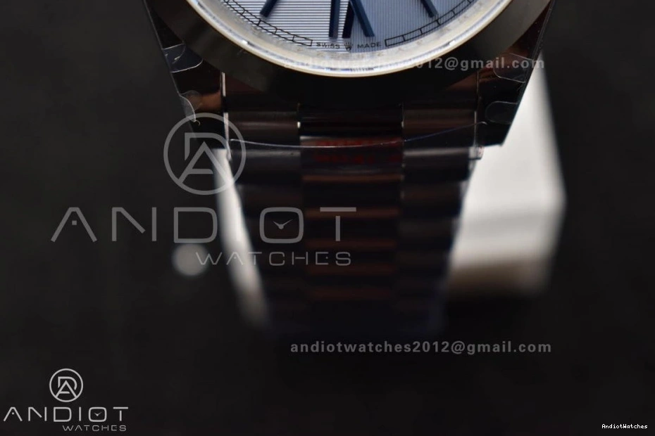 Trendsetting On 703 Weighted GMF Dial Steel 904L 40 Tungsten Blue A3255 V Markers DayDate President Bracelet Roman 1120